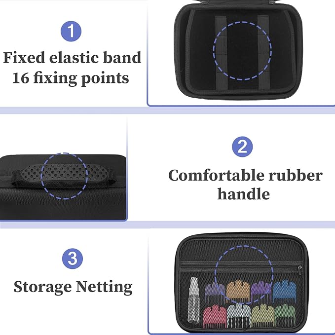 Klawdsky Hard Clipper Case for Barbers, Hair Clippers Travel Case for Hatteker/Oneisal/Wahl 5star/Andis Razor Guard Grooming Kits, Hair Cutting Barber Supplies Holder, Trimmer Organizer Storage Bag