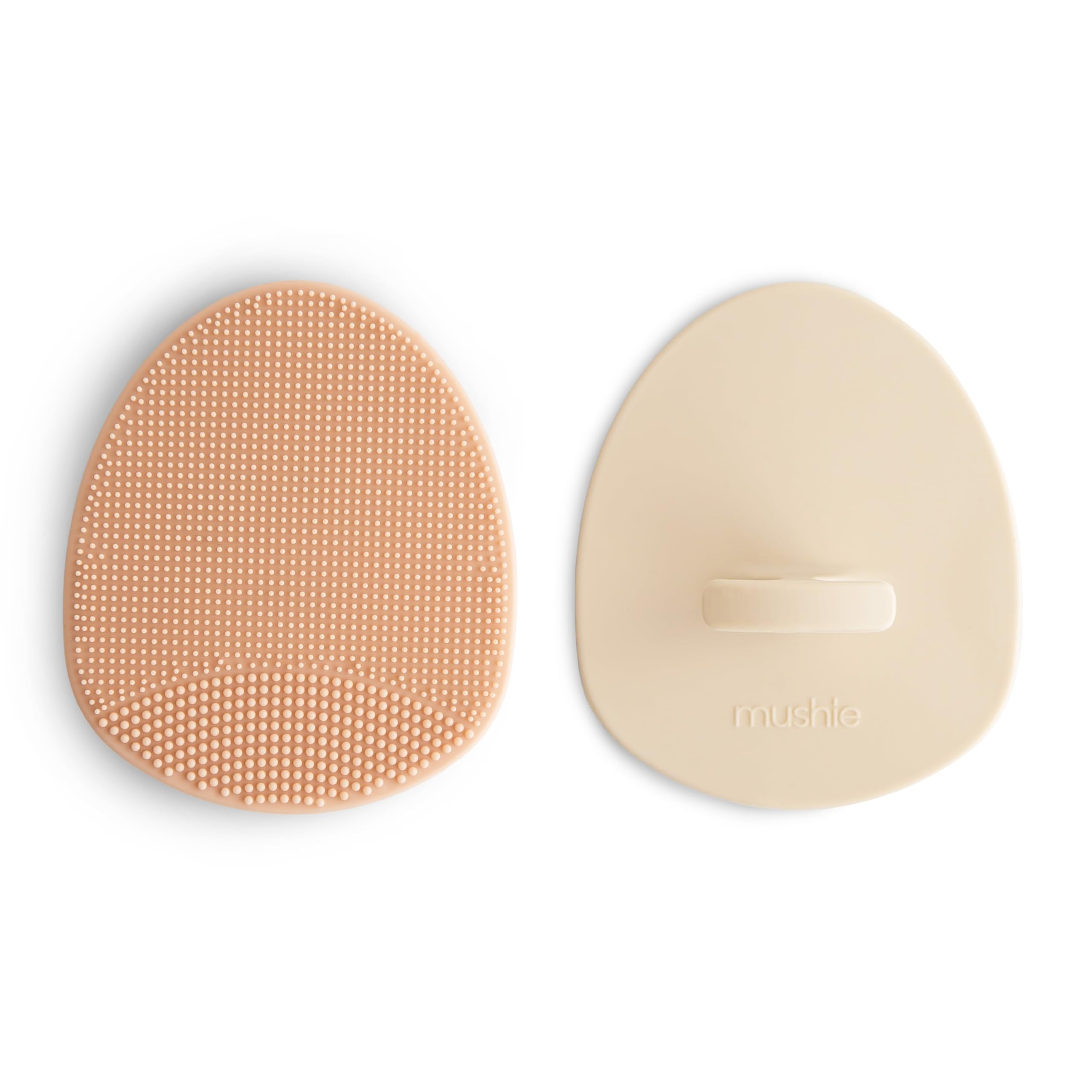 mushie Baby Bath Cradle Cap Brush | Soft Silicone Bristles for Dry Skin, Eczema, & Cradle Cap Treatment | 2-Pack (Blush/Shifting Sand)