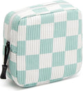 ZOEMTIU Small Makeup Bag for Purse,Mini Cosmetics Bag cute Zipper corduroy Cosmetic Pouch Storage Pouch Travel Toiletry Organizer for Women Girls(Checkered Green)