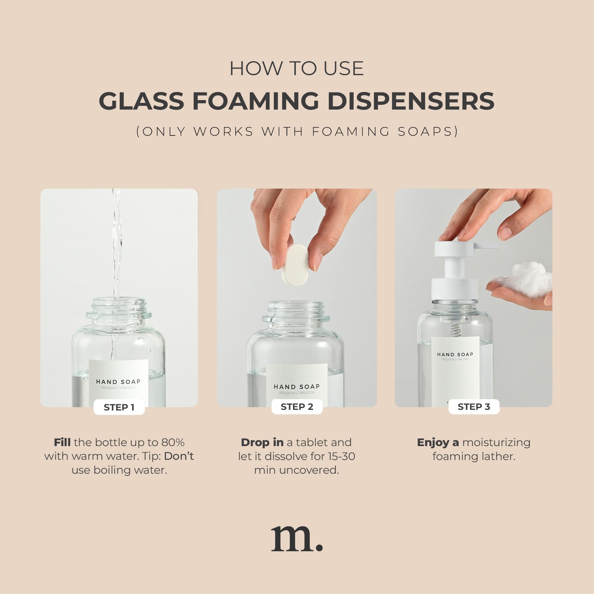 MaisoNovo Glass Foaming Soap Dispenser 14 Oz | Glass Bottles Pumps x 2 Clear