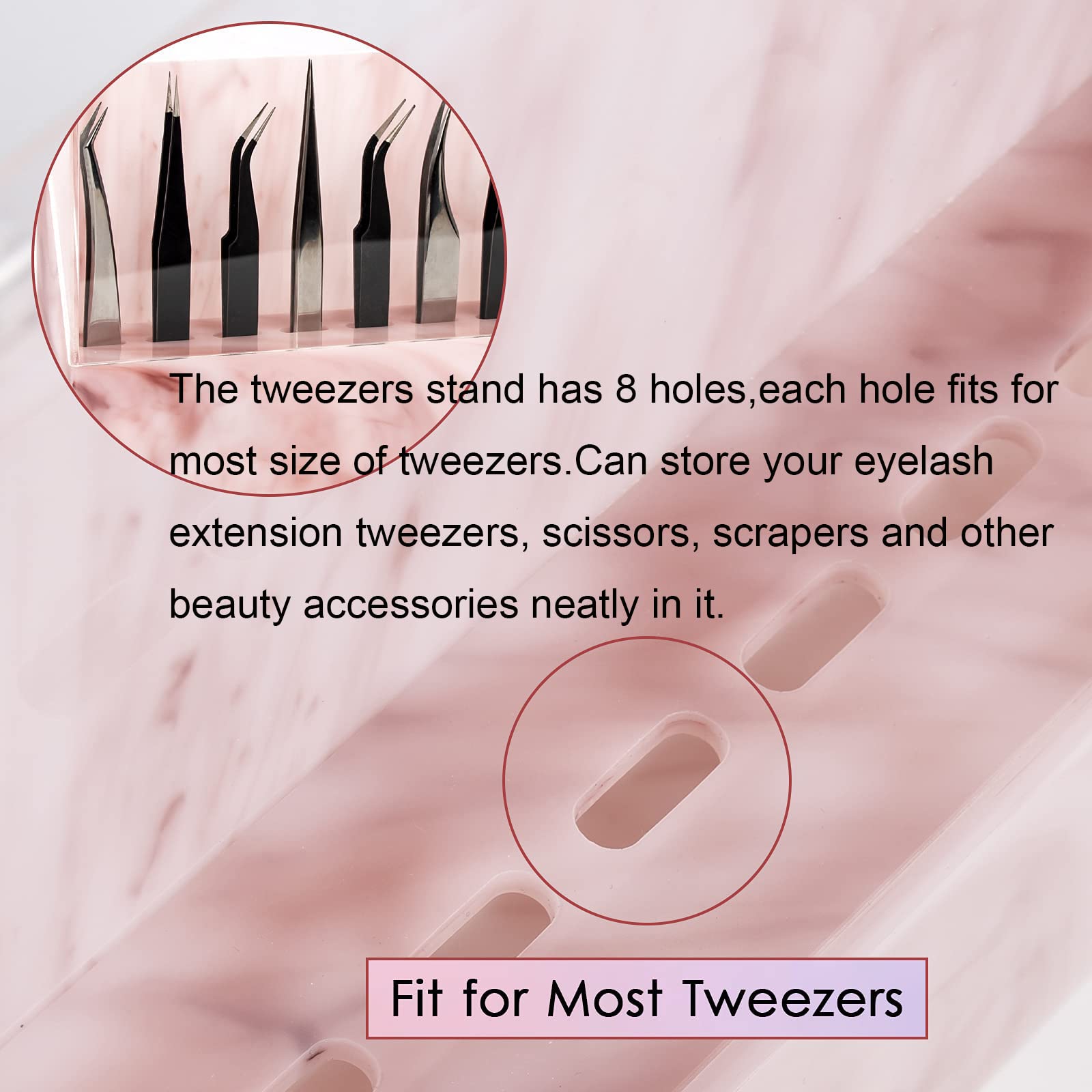 LXIANGN 8 Holes Eyelash Tweezers Holder Case for Lash Extensions,Pink
