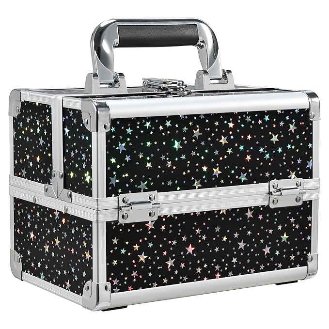 Joligrace Makeup Case Organizer Makeup Box Cosmetic Train Case with Mirror