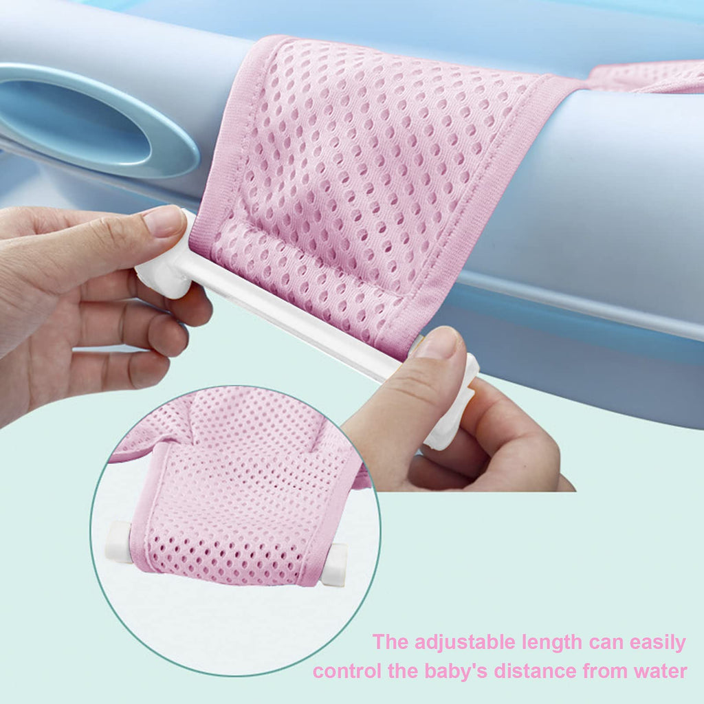 Breathable Mesh Newborn Baby Bath Mat Baby Tub Pillow Adjustable Non-Slip Bath Seat Pad Bath Cushion for Bathtub for 0-18 Months (NO TUB)