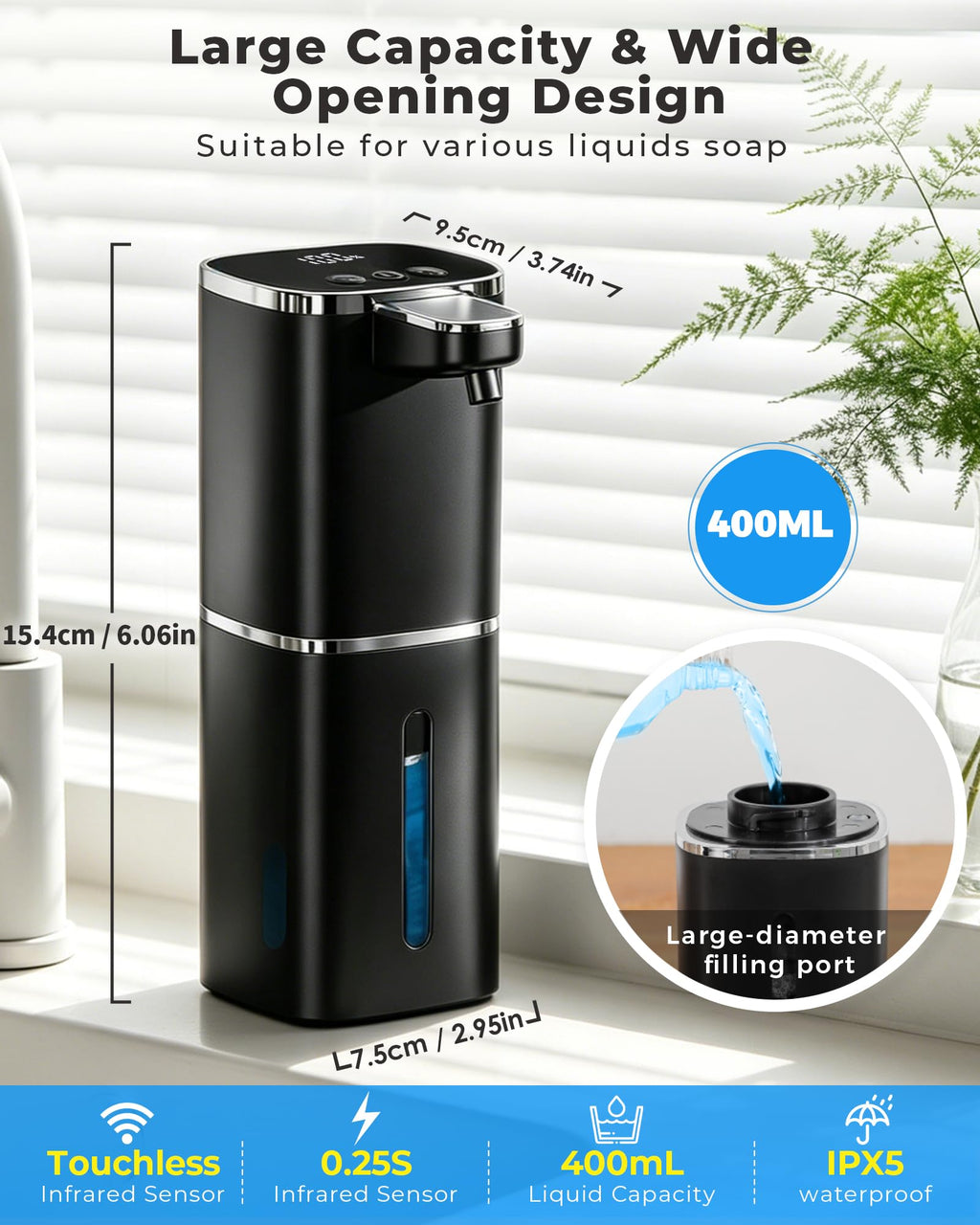 DODO MEKIA 2 Pack Automatic Soap Dispenser Touchless, Rechargeable