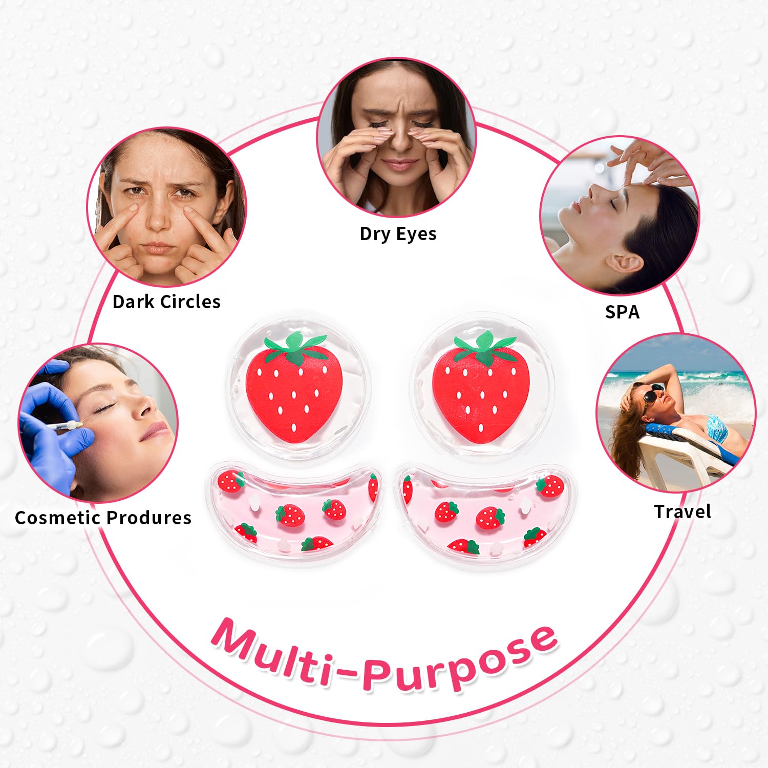 Conbella 4PCS Gel Eye Ice Pack Set Reusable, Cold and Hot Compress for Eyes