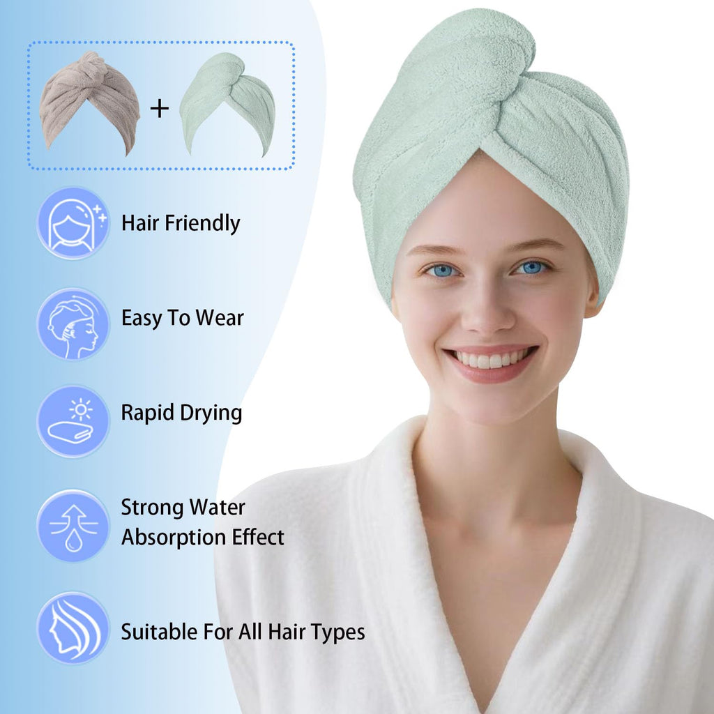 AGKXHDEC Microfiber Hair Drying Towel Wrap,Hair Turbans Towel for Wet Hair