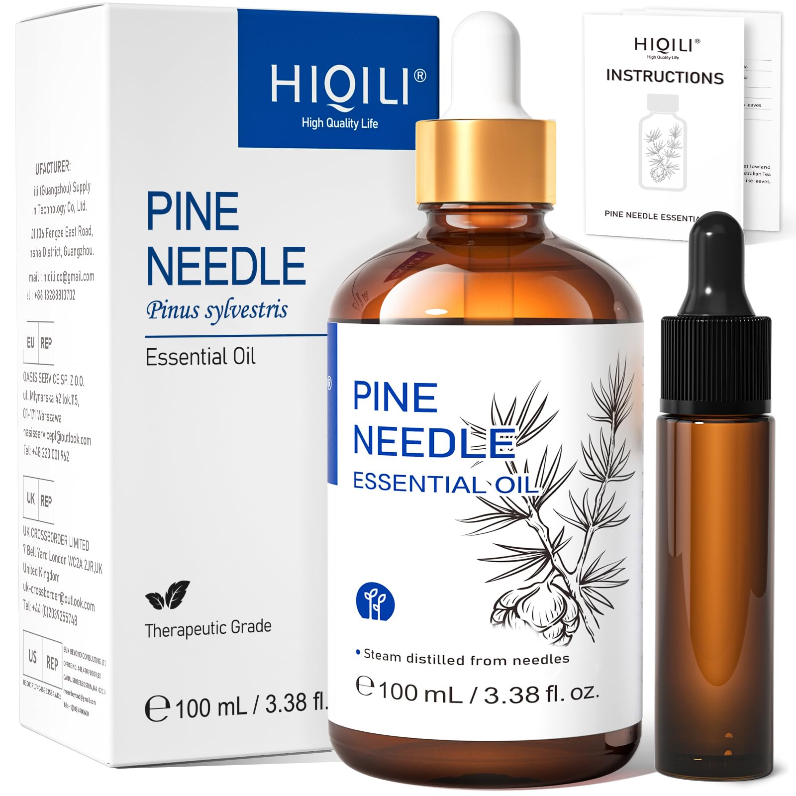 HIQILI Pine Needle Essential Oil for Skin, Candle Making, Cleaning Spray