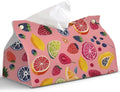 Pink Cute Fruit Tissue Box Cover Rectangle,Summer Cottagecore Strawberry Toilet Paper Box Holder,Leather Decorative Facial Paper Case for Living Room Bathroom Kitchen Office Desk,9.8x5.9x5.9In