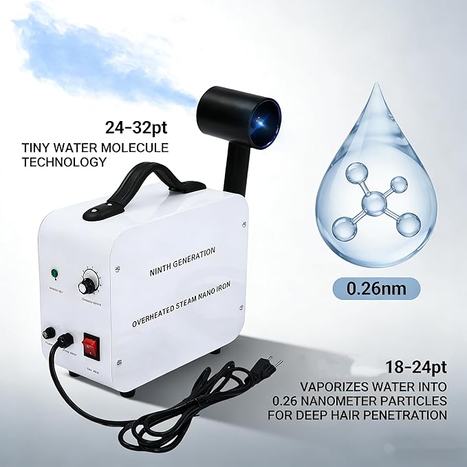 Nano Hair Steamer, Professional Nano Spray Vaporizer, Hair Color Processor, for Salon & Home Use – Adjustable Mist, 110V, 1300W, 11.83oz Tank, Moisturizing, Scalp Care, Hair & Pet Grooming