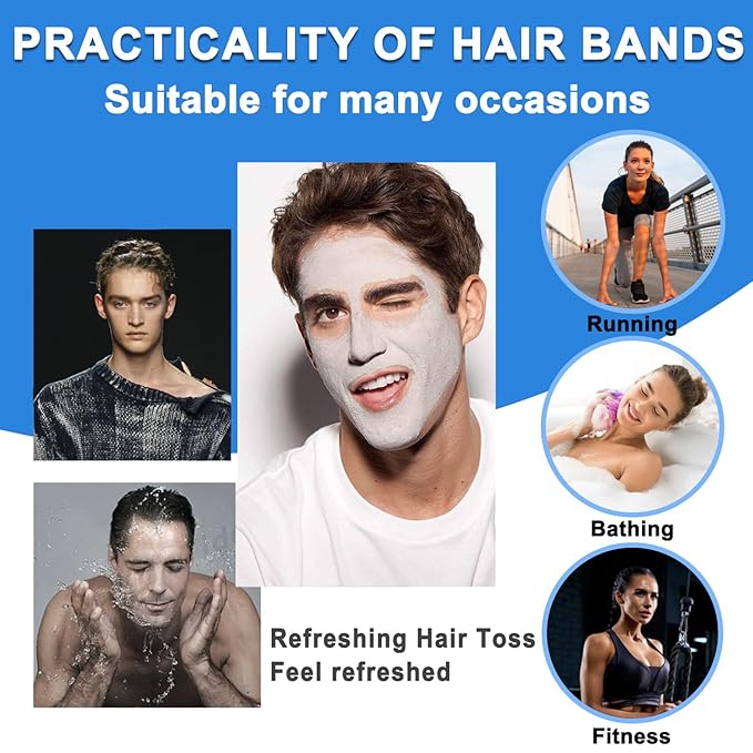 Metal Headbands for Men & Women, 6 Pack Wavy Spring Zigzag Hair Bands, Adjustable Non-Slip Sports Headband for Running, Workout, Gym & Outdoor Activities, Black Unisex Hair Accessories