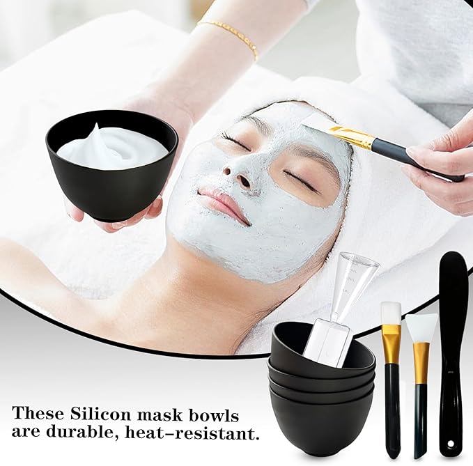 Silicone Mixing Bowl, Silicone Bowls for Facial, DIY Face Mask Mixing Bowl for Home Salon Spa Face Skin Applicator Bowl, Black