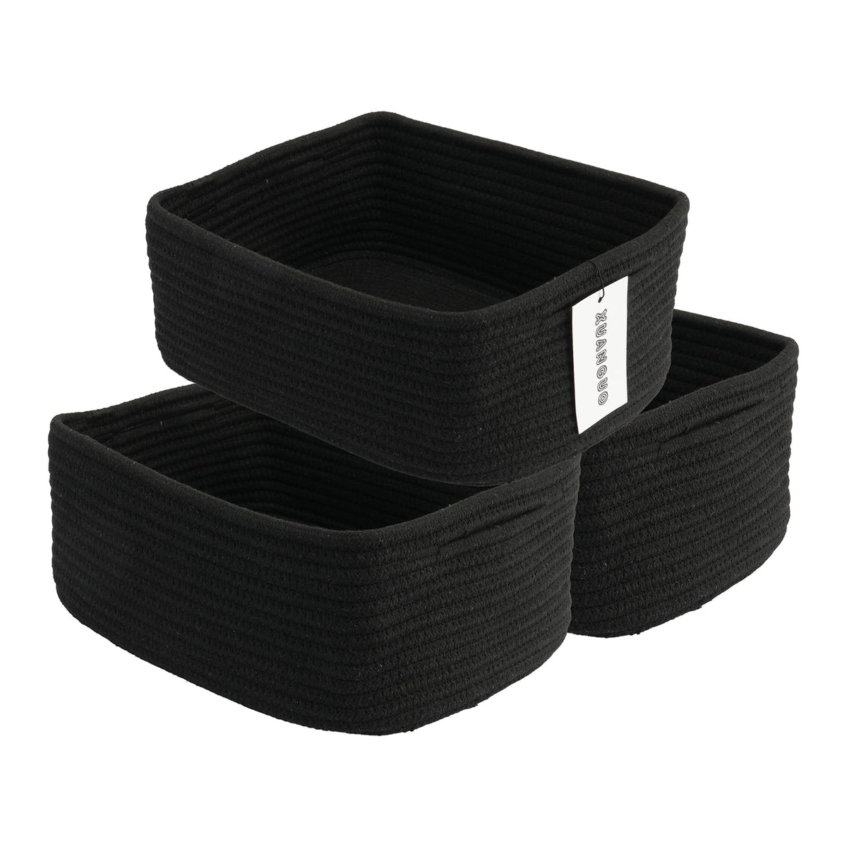 XUANGUO Small Woven Storage Baskets for Shelves, 12" x 8" x 5", Dark Green