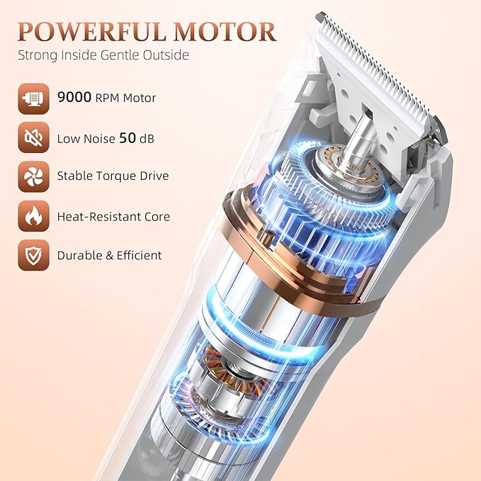 5-in-1 Bikini Trimmer for Women, IPX7 Waterproof Electric Razors Shaver, Cordless Body Hair Trimmer, Facial & Pubic Hair Removal, Ceramic Blade (White)