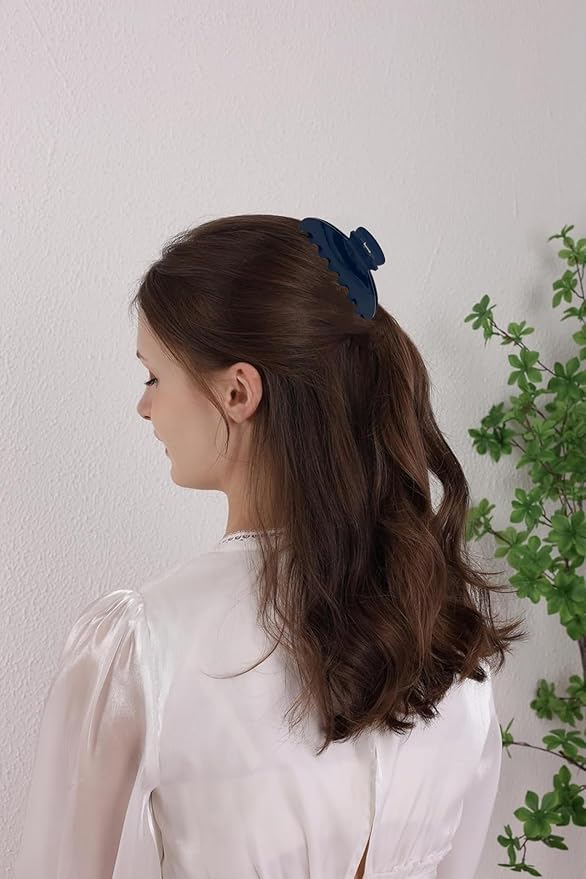 OideGuiing Durable Acetate Hair Clips - 4-Inch Dark Blue Claw Clips for Fine and Thick Hair (Dark Blue)