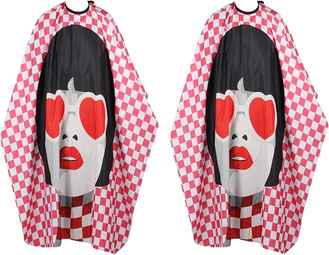 YELEGI Professional Hair Cutting Cape(2Pcs), Salon Barber Cape with Adjustable Snap Closure, Waterproof Hair Dye Color Cape Hair dressing stylist apron (Fashionable Woman)