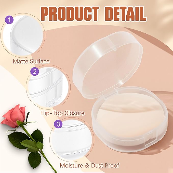 BrightRow 8 Pcs Portable Plastic Travel Cotton Pad Holder with Hanging Loop – Frosted Translucent Cosmetic Case for Makeup Cotton Balls, Toner Pads, and Powder Puff Organization