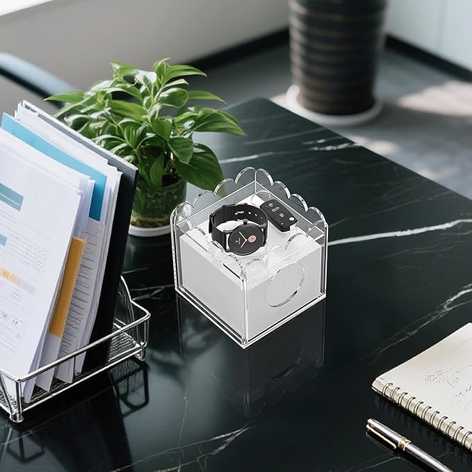 LUGUNU Acrylic Tissue Box Holder, Clear Square Tissue Box Cover with Storage Tray, Modern Decorative Tissue Holder for Living Room, Bathroom and Office, 5.5x5.5x5.5 Inch