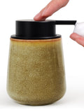 INGOFIN Ceramic Foaming Soap Dispenser - 12 oz Refillable Foam Hand Soap Dispenser Bathroom, Modern Dish Dispenser Pump for Kitchen,Kiln-Glazed Earthy Yellow-Brown