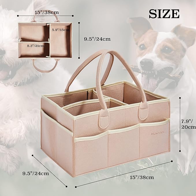 HUHYNN Pet Grooming Tote Bag, Dog Grooming Supplies Organizer Bag, Dog Grooming Bag for Travel Outdoor(BAG ONLY) (Khaki)