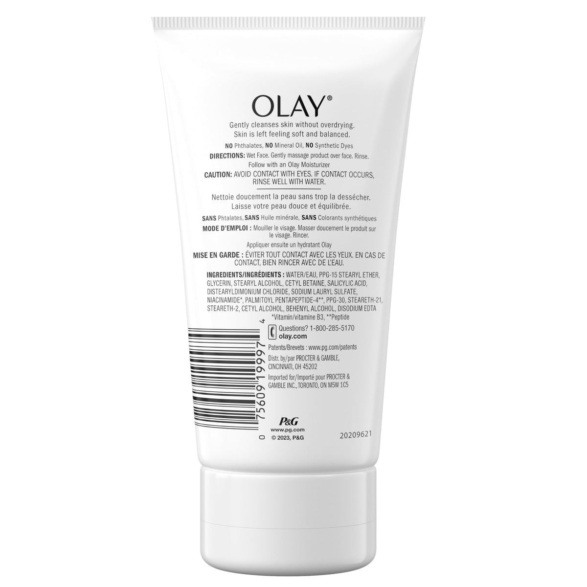 Olay Regenerist Collagen Peptide 24, Face Wash, Fragrance-Free, 150 mL