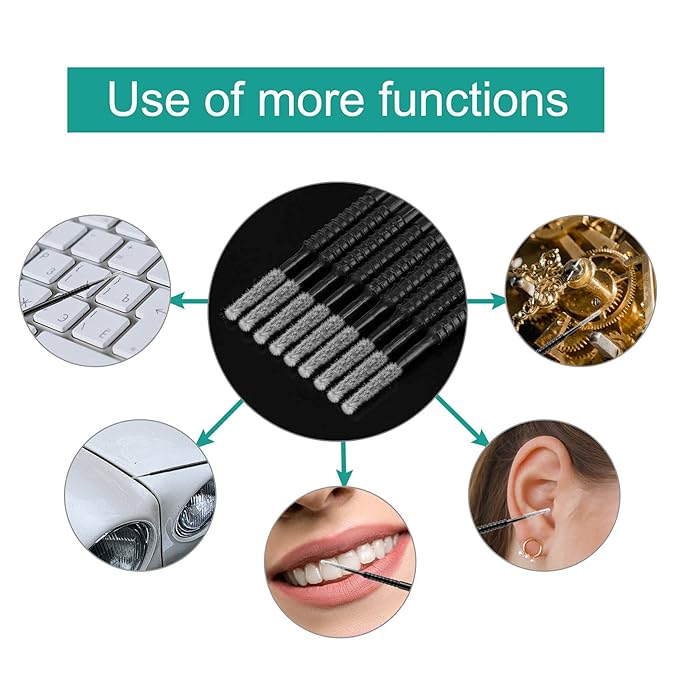 Dming 200PCS Micro Applicators Brushes Mini Cotton Swabs Remove Grafted Eyelash Glue Dedicated Brush Disposable Microswabs for Eyelash Extensions Make up and Lash Clean and Personal Care (Black 1)