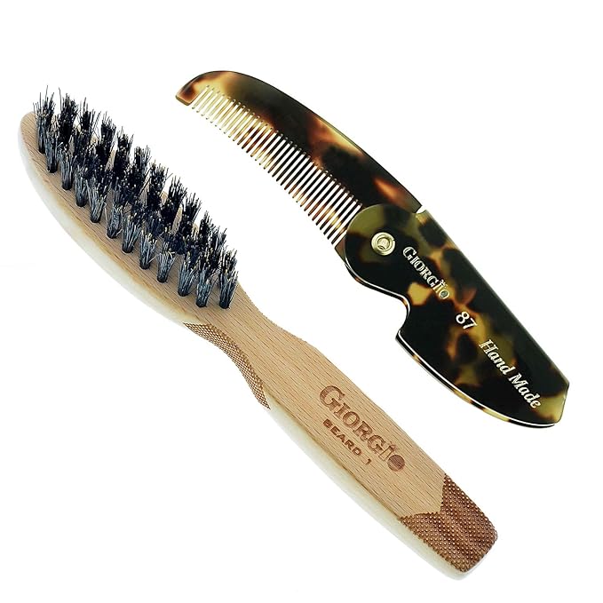 Giorgio G87 Small Fine Tooth Folding Mustache and Beard Comb for Men - Handmade, Saw-cut, Hand Polished Pocket Styling Combs for Everyday Grooming and Hair Care Tokyo (4.5")