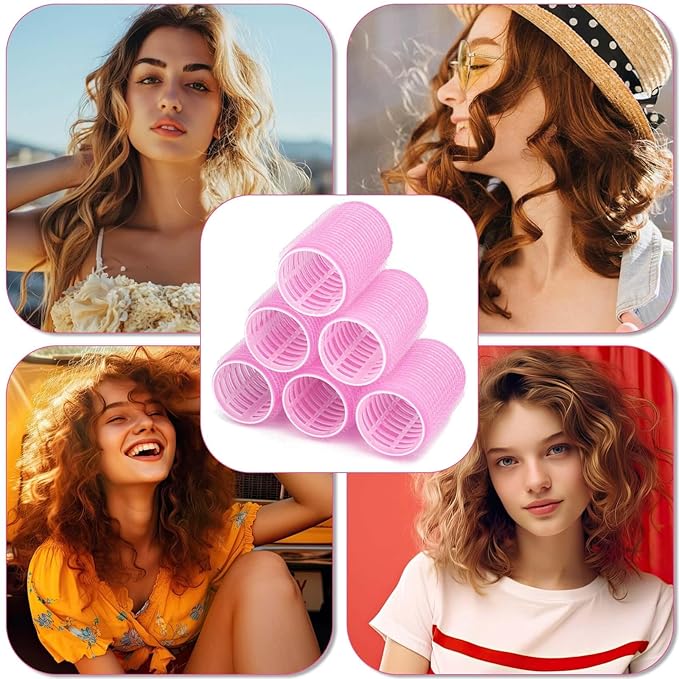 Hair Curlers Rollers, 12Pcs Hair Rollers Hair Curlers Self Grip Holding Rollers with 12 Pcs Hair Clips for Long Medium Short Thick Fine Thin Hair Bangs Volume