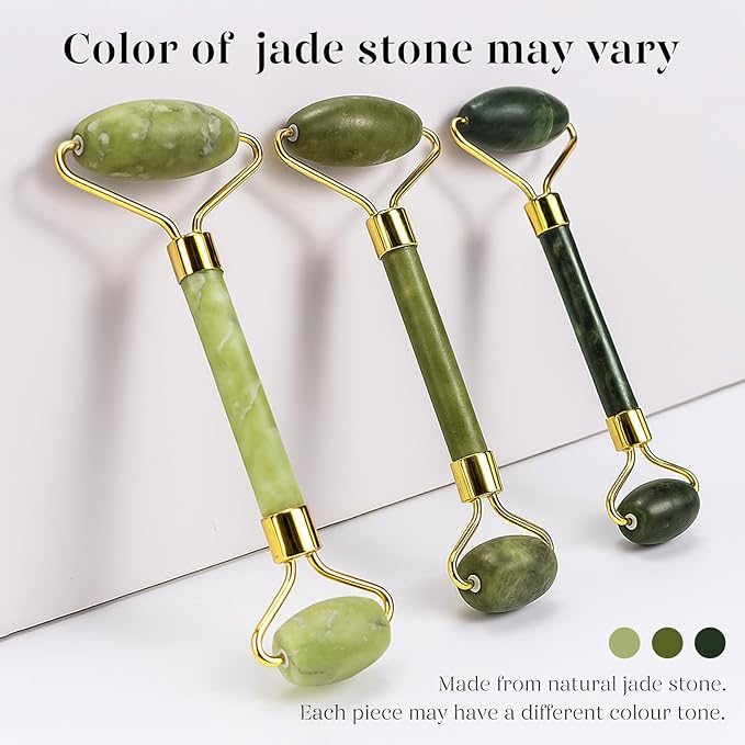 BAIMEI IcyMe Gua Sha & Jade Roller Facial Tools Face Roller and Gua Sha Set for Puffiness and Redness Reducing Skin Care Routine, Self Care for Men Women - Green