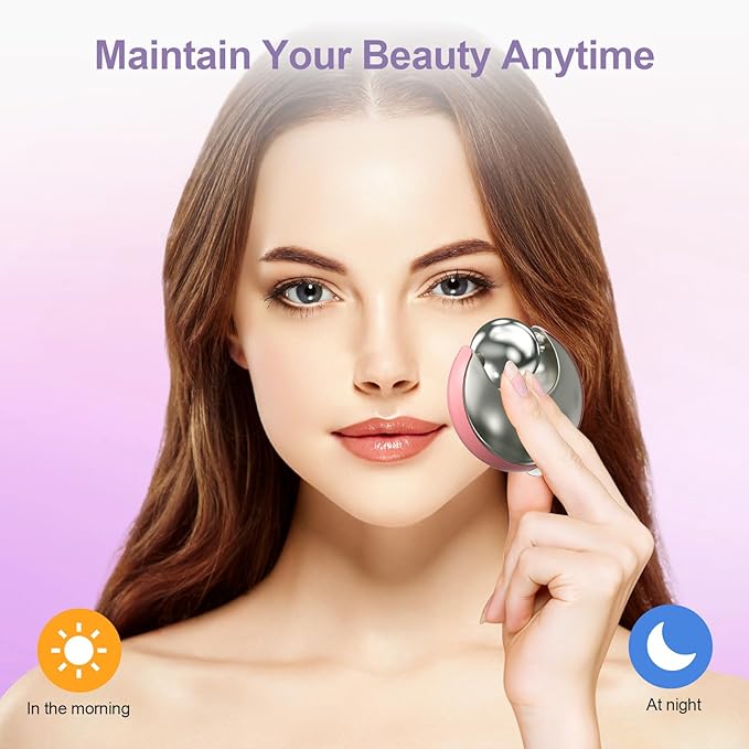 Vcycal Facial Roller for Puffy Eyes, Ice Globes for Face 360° Rotating Eye Cream Applicator Tool Ice Roller for Face and Eyes, Durable Cold Facial Globes for Skin Care Pink