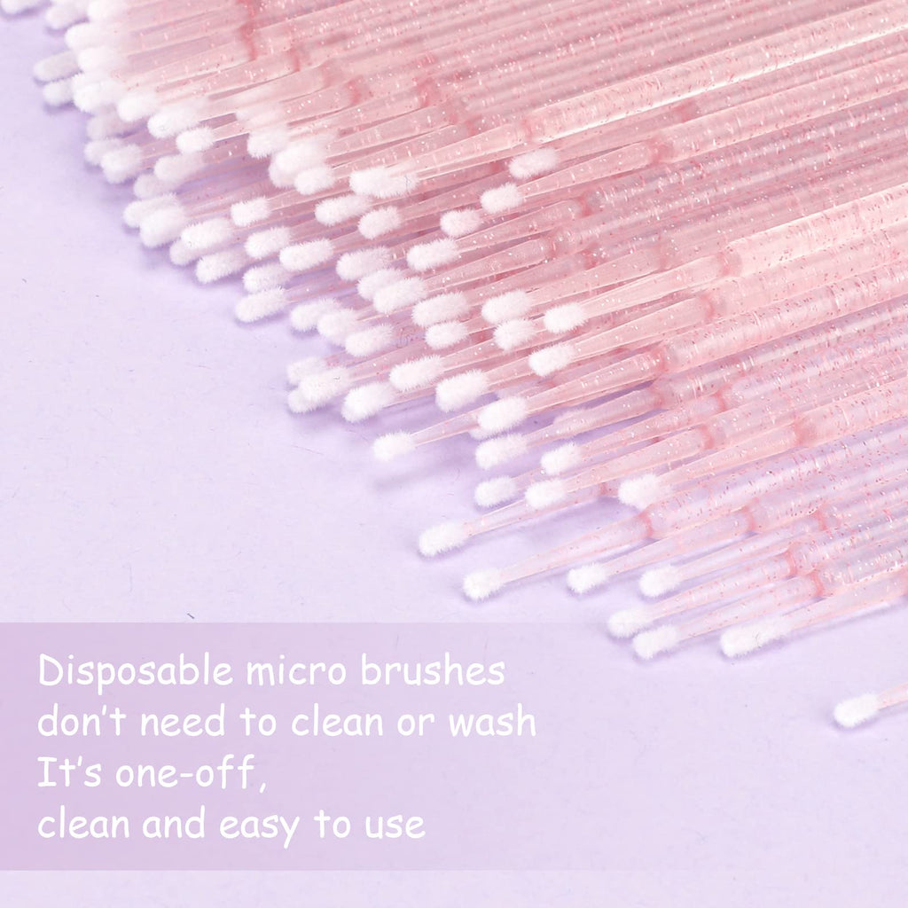 G2PLUS 500PCS Disposable Micro Applicators Brush for Makeup and Personal Care, Cosmetic Micro Applicators, Microswabs for Eyelash Extensions, Nails, Eyeliner (Head Diameter: 2.5mm/0.098'')