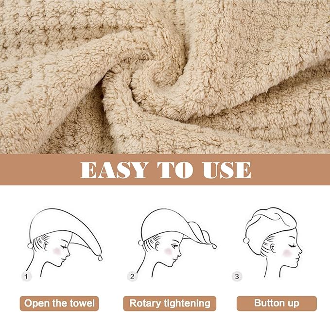 Busftlst 3Pcs Hair Towel Caps, Fast Drying Hair Drying Caps Towel Turban Wrap, for Speedy Drying, Styling, and Deep Conditioning, Travel-Friendly and Lightweight, for Wet Hair Women