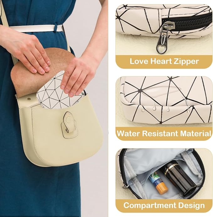 Desing Wish Sanitary Napkin Storage Bag, Menstrual Cup Pouch Nursing Pad Holder Tampon Bags Feminine Product Pouches Portable Period Kit Bag for Girls Women Ladies (Black)