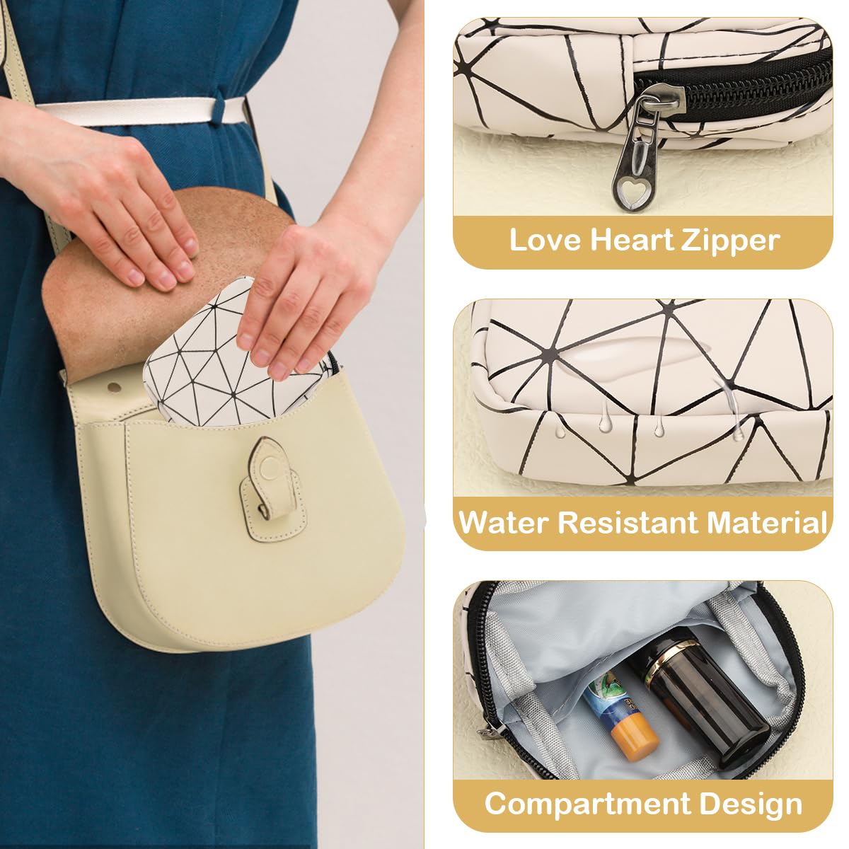 Desing Wish Sanitary Napkin Storage Bag, Menstrual Cup Pouch Nursing Pad Holder Tampon Bags Feminine Product Pouches Portable Period Kit Bag for Girls Women Ladies 2 Pack (Nude/Black)