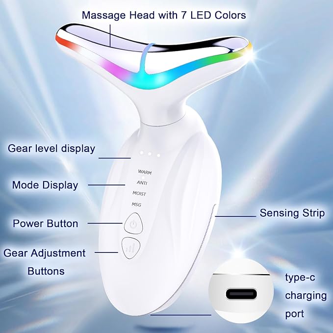 Facial and Neck Massager - SIQUER Red Light Therapy for Face Massage Relaxation