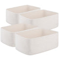 OIASKET 4 Pack Small Storage Shelf Baskets for Organizing, Mini Woven Rope Storage Bins for Towels, Cute Decorative Closet Organizer，Baby Nursery, Gift Empty Baskets -11.81''Lx7.87''Wx4.72''H-White