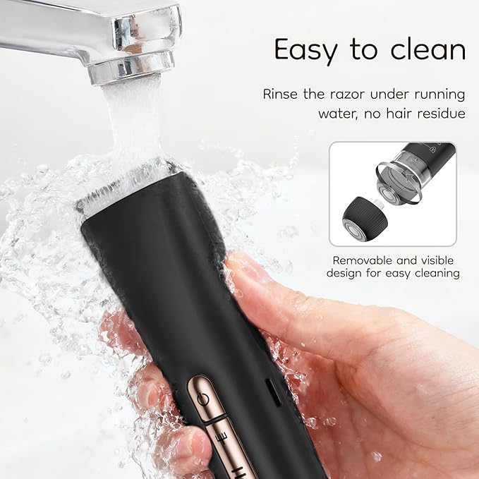 Bikini & Body Hair Trimmer for Women, Dual Head - IPX7 Waterproof Electric Razor for Gentle Pubic, Facial, Underarm, and Leg Shaving