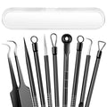 5PCS Blackhead Remover Pimple Popper Tool Kit, Professional Stainless Pimple Acne Blemish Removal Tools Kit for Face (Black)