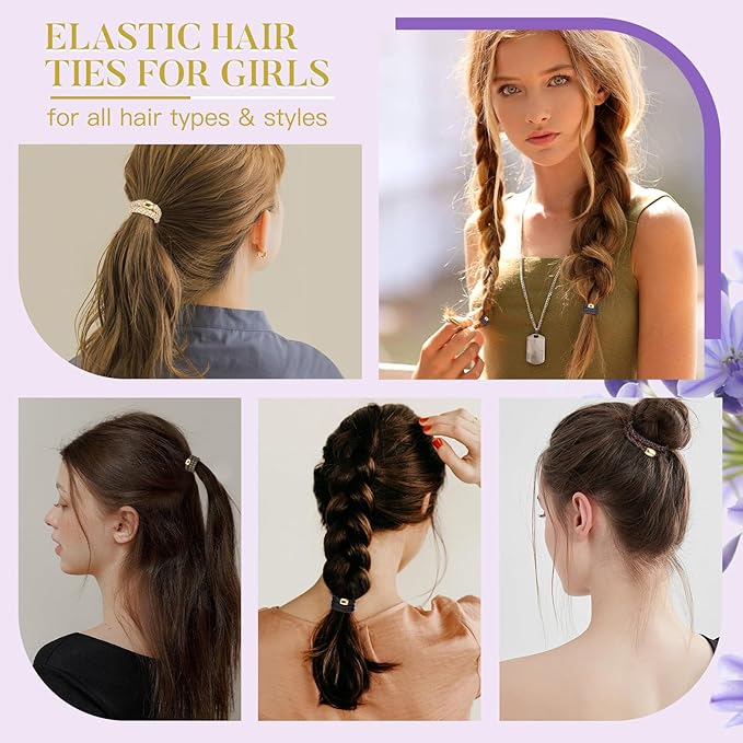 Hair Ties No Damage - 20PCS Ponytail Holders - Elastic Hair Ties for Thick Hair - Braided Hair Bands for Women Girls's Hair - Bright Star