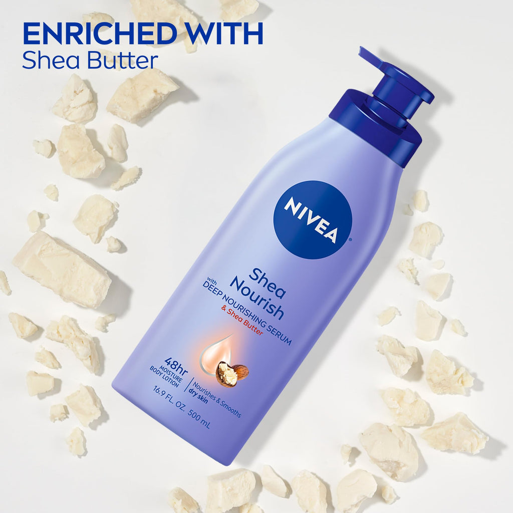 NIVEA Smooth Daily Moisture Body Lotion, Shea Butter 16.9 oz (Pack of 2)