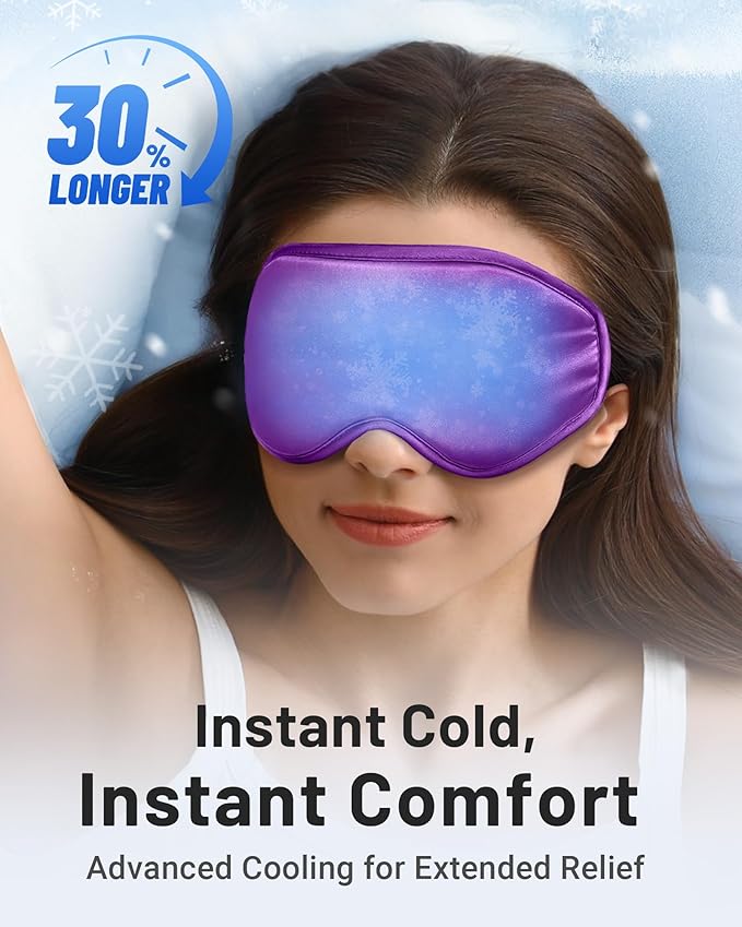 NEWLA Cooling Eye Mask for Puffy Eyes: Fsa Eligible Items Hsa, Ice Eye Pack for Migraine After Surgery Relief - Reuable Cold Compress for Headache Puffiness - Comfortable Perfect Fit Gel Sleep Mask