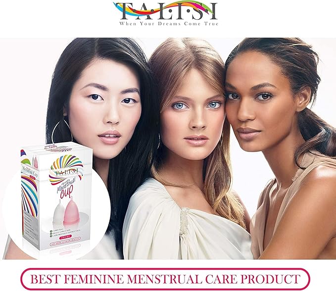 Talisi Menstrual Cups Set of 2 - Reusable Period Kit (Small & Large Sizes) - Super Soft Silicone Regular & Heavy Flow - Feminine Hygiene Products, Tampon & Pad Alternative - Organic Copa Menstrual