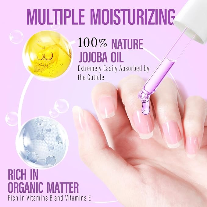 CHUCHU Vegan Cuticle Oil for Nails: Blueberry Jojoba Nail Cuticle Oil with Vitamin B & E for Moisturizes Cuticle and Nail's Skin - Prevents Hangnails and Chapped 15ML