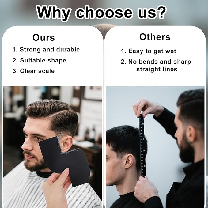 lasuroa Color Enhancement Barber Card, S Shape Black Hairline Tool Lineup Pencil Kit with Measurement Indicators Color Spray Edge Hair Line Up Card Essentials Supplies Accessories for Beard & Hair