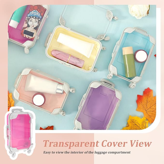 12Pcs Mini Suitcase Party Favor Box, Mini Suitcase Storage Box, Mini Luggage Candy Box, Cute Mini Trolley Case Packaging Box, Mini Travel Suitcases Box, Clear False Eyelashes Travel Case for Party
