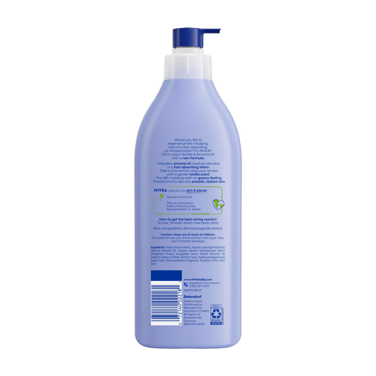 NIVEA Oil In Lotion Body Lotion, Vanilla and Almond Oil, 3 x 16.9 FL OZ