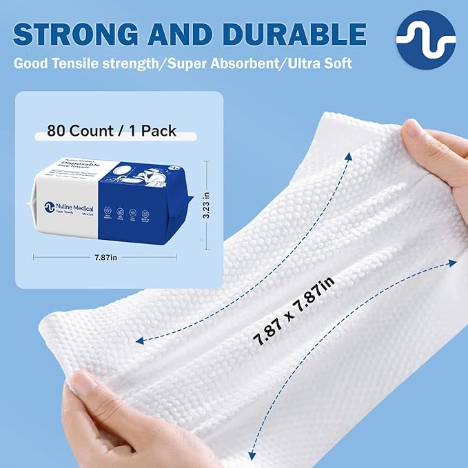 Disposable Face Towel, Biodegradable Facial Towels for Sensitive Skin, Ultra Soft Face Towelette for Women Cleansing, 7.87’’ x 7.87 ‘’ (2 Packs)