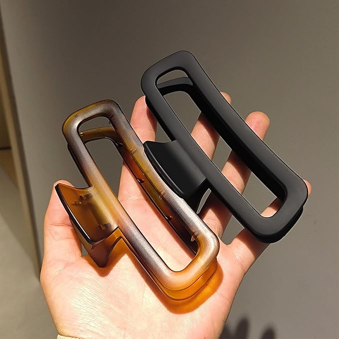 Nalodu Hair Claw Clips 5 Inch Unbreakable Extra Large Square Rectangle Matte XL Claw Clip Clamp Neutral Colors for Thick Curly Long Hair Women - 2 Pack