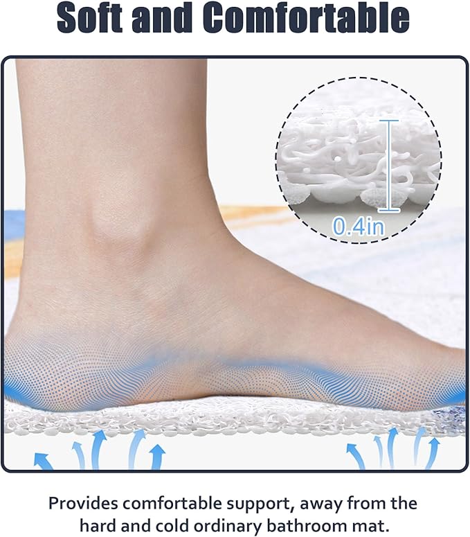 Non Slip Shower Mat - 24x24 Inch Soft and Comfortable Square Shower Mat, PVC Loofah Massage Showe Mat for Inside Shower, Anti Slip Mat for Shower, Tub, Floor, Bathroom, Kitchen, Hotel, Quick Drying