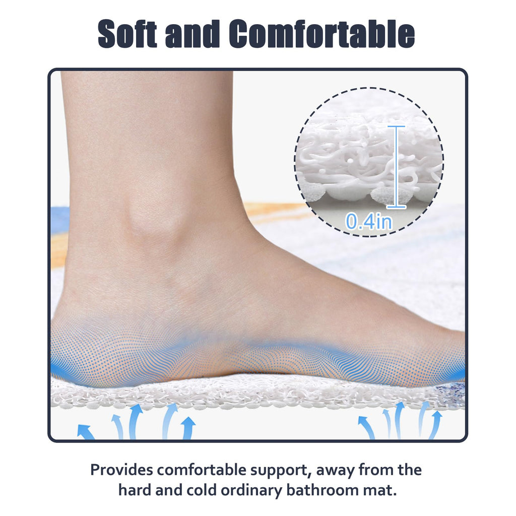 Shower Mat Non Slip: 36x36 Inch Soft and Comfortable Large Shower Mat, PVC Loofah Massage Showe Mats for Inside Shower, Anti Slip Mat for Shower, Tub, Floor, Bathroom, Kitchen, Hotel, Quick Drying