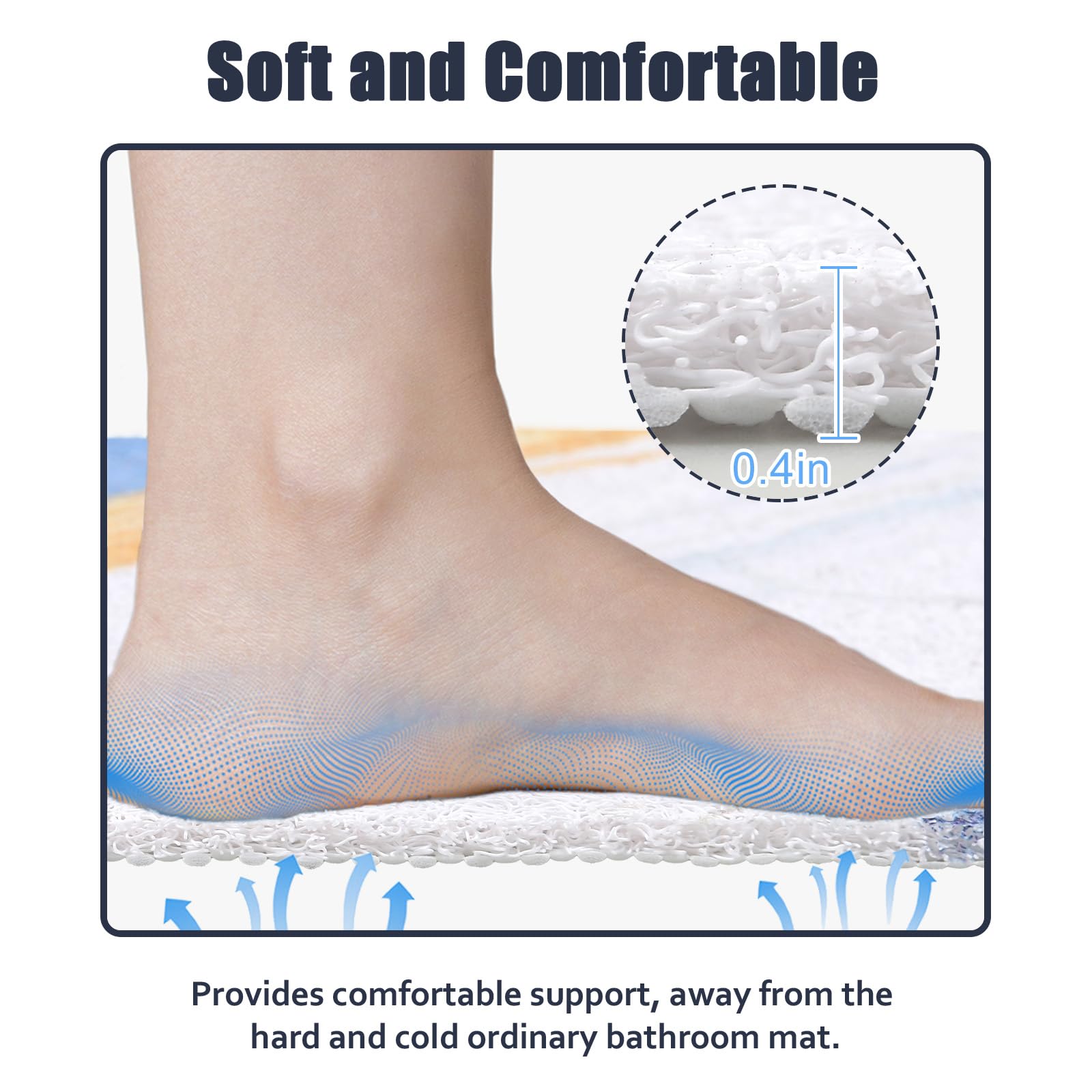 Shower Mat Non Slip: 36x36 Inch Soft and Comfortable Large Shower Mat, PVC Loofah Massage Showe Mats for Inside Shower, Anti Slip Mat for Shower, Tub, Floor, Bathroom, Kitchen, Hotel, Quick Drying